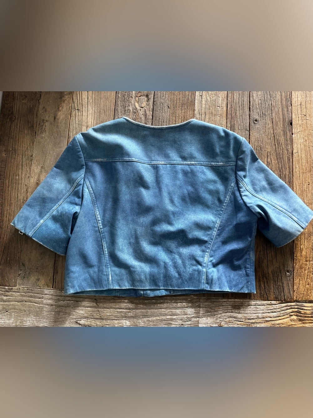 LAMARQUE KIRSI BLUE LEATHER CROPPED JACKET - Picture 8 of 12